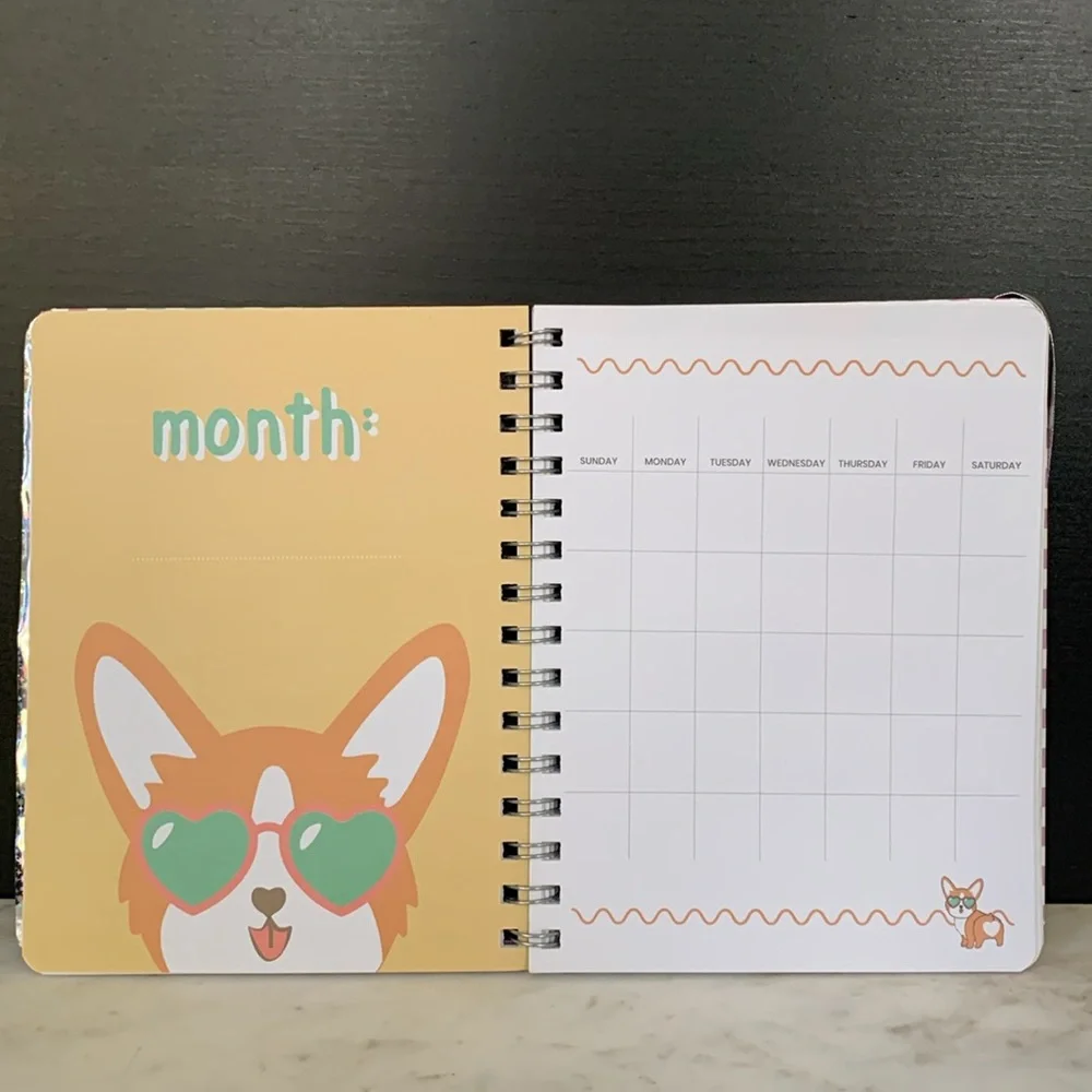 Yoobi Hard Cover Spiral Butterfly Theme Undated Planner with “Love” Keychain